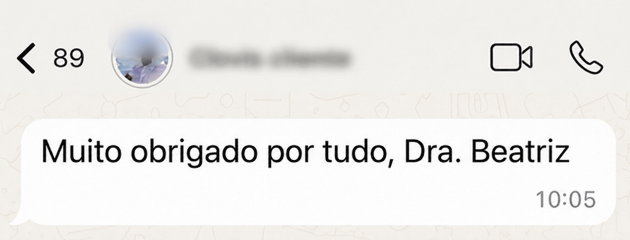 Mensagem de agradecimento de cliente via WhatsApp