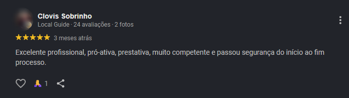 Avaliação de Clovis Sobrinho no Google