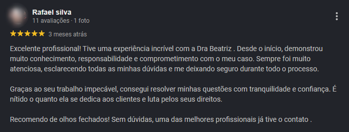 Avaliação de Rafael Silva no Google