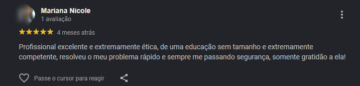 Avaliação de Mariana Nicole no Google
